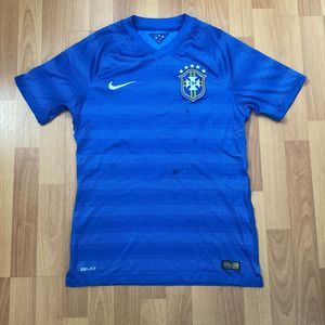 Nike Brazil Away Jersey Blue Dri-Fit CBF Brasil FIFA Soccer Shirt Men M 2014